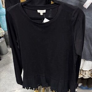 Cotton Blue Women's Black Long Sleeve Top